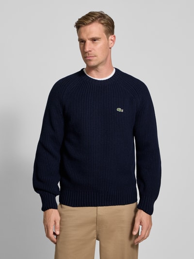 Lacoste Regular fit gebreide pullover van pure wol Marineblauw - 4