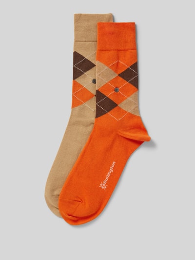 Burlington Socken mit Label-Applikation Modell 'Everyday Argyle' im 2er-Pack Beige 1