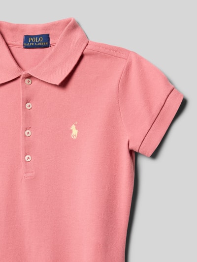Productfoto, Leicht ausgestelltes Polokleid aus Baumwoll-Mix van Polo Ralph Lauren Teens in effen roze piqué met gestikt logo, korte mouw, geribde mouwboord, hooggesloten hals, zonder sluiting, katoenmix.
