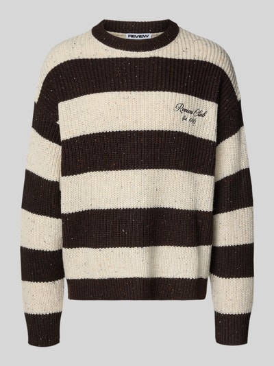 REVIEW Strickpullover mit Label-Stitching Ecru 2