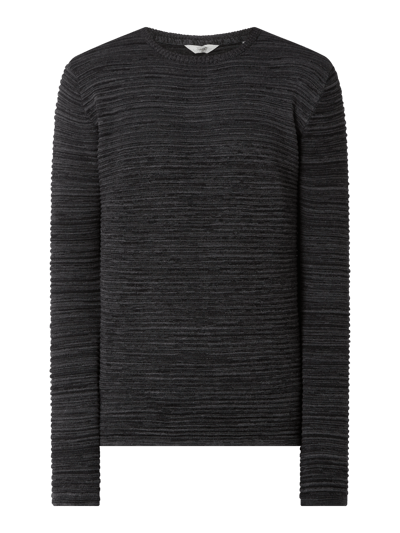 !Solid Sweter z prążkowaną fakturą model ‘Struan’ Ciemnoszary melanż 2