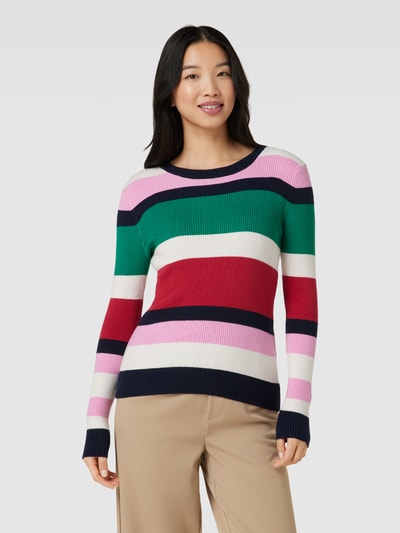 Vila Gebreide pullover met streepmotief, model 'MAXINIA' Felroze - 4