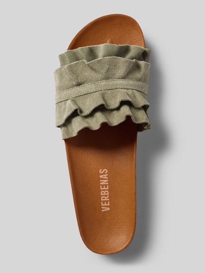 Productfoto, Slipper uit echt leer Model 'Rocio' van Verbenas voor dames, afgeronde pasvorm, met ruches, profielzool, open hiel, hakhoogte maat 40: 3 cm