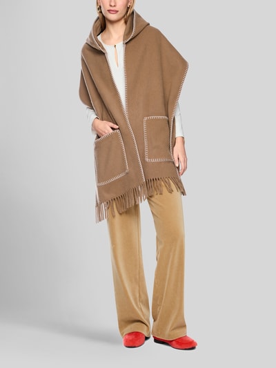 Marc Cain Schal aus Wolle mit Kapuze Camel 1