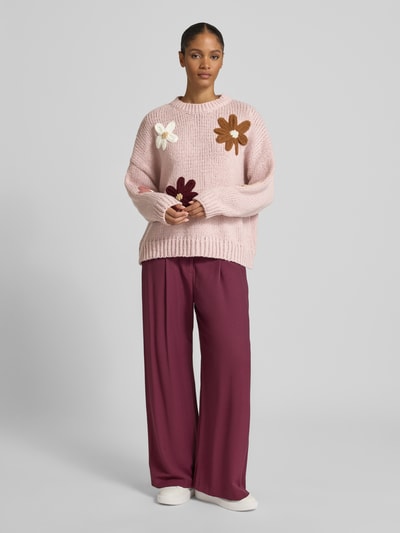 Apricot Gebreide pullover met ribboorden Oudroze - 1