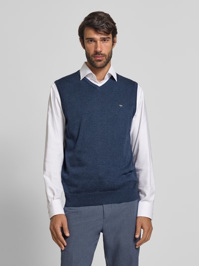 Fynch-Hatton Pullunder mit Logo-Detail Modell 'Slipover Superfine' Jeansblau 4