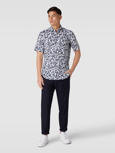 BOSS Regular fit vrijetijdsoverhemd met all-over motief, model 'Joe' Marineblauw - 1