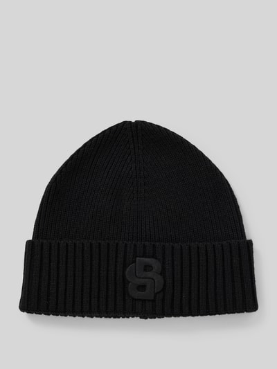 BOSS Beanie met labelstitching, model 'Edo' Zwart - 1