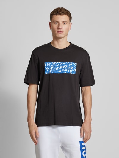 Hugo Blue T-Shirt mit Label-Print Modell 'Nalayo' Black 4