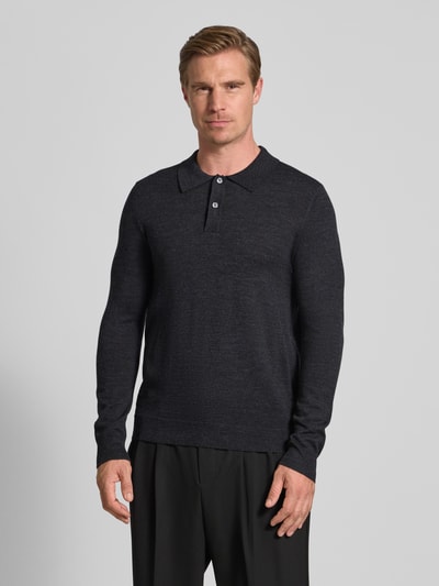 Christian Berg Men Slim fit gebreide pullover van wolmix Antraciet gemêleerd - 4