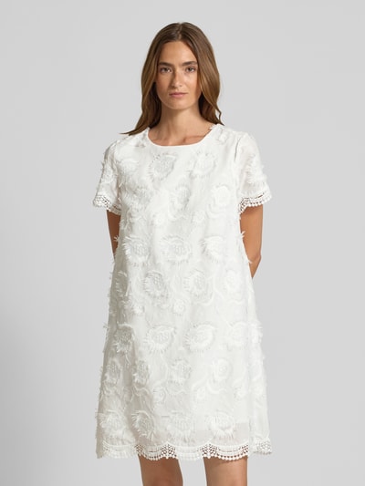 ZABAIONE Sukienka mini z koronką szydełkową Biały 4