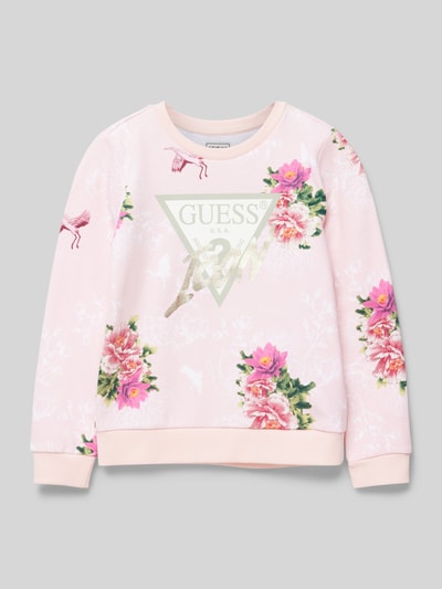 Guess Bluza z nadrukiem z logo Różowy 1