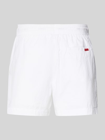 Produktfoto, Badeshorts mit Label Patch Modell 'DOMINICA' von HUGO, Optik: Unifarben, Gesäßtasche, Bundabschluss: elastisch, Materialverarbeitung: Webware