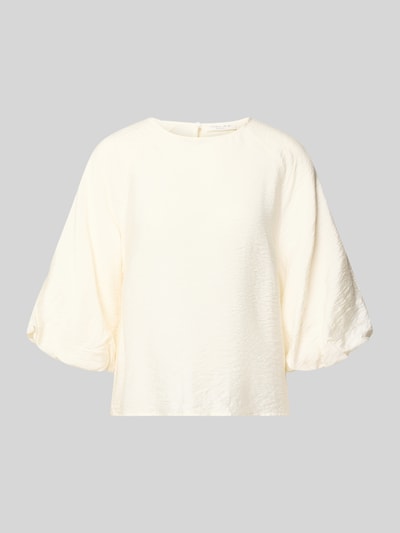 Produktfoto, Regular Fit Bluse aus Viskose-Mix mit 3/4-Arm von Christian Berg Woman in Creme mit strukturierter Oberfläche, Rundhalsausschnitt.