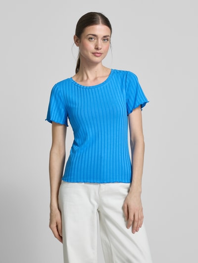 Rich & Royal T-shirt met structuurmotief Koningsblauw - 4