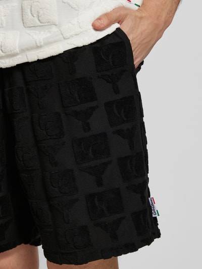 CARLO COLUCCI Regular Fit Sweatshorts mit Strukturmuster Modell 'BEACHWEAR' Black 3