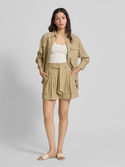 Marc Cain Bermuda van linnenmix met strikceintuur Zand - 1