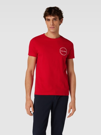 Tommy Hilfiger T-shirt o kroju slim fit z okrągłym dekoltem Ciemnoczerwony 4