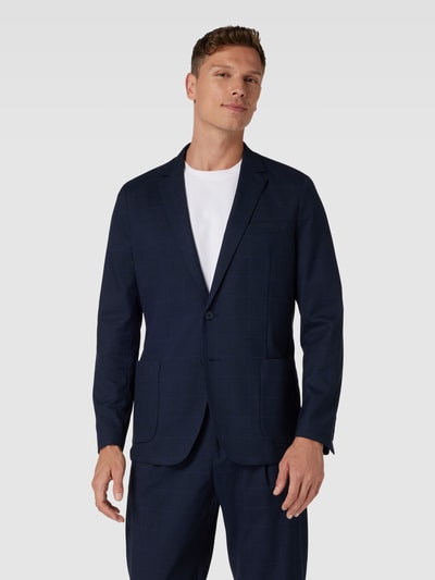 s.Oliver BLACK LABEL 2-knoops colbert met ruitmotief, model 'Pure' Marineblauw - 4