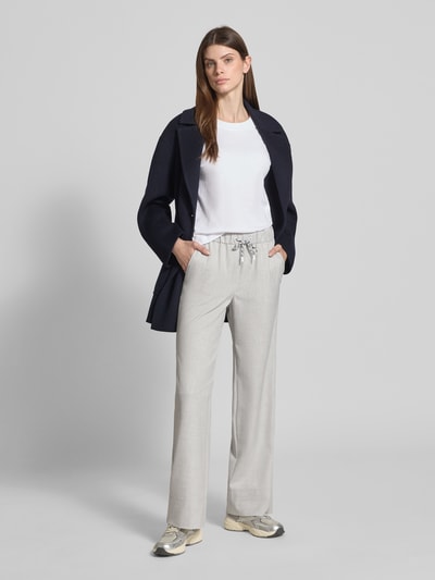 Marc Cain Stoffhose mit elastischem Bund und Tunnelzug Hellgrau Melange 1