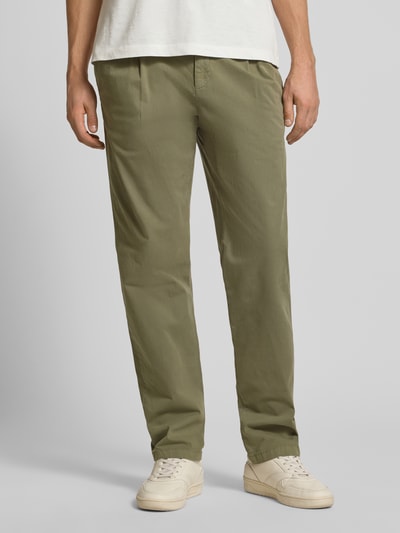Replay Tapered Fit Chino mit Bundfalten Modell 'ADHANN' Oliv 4