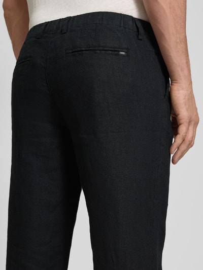 Casual Friday Regular Fit Leinenhose mit Eingrifftaschen Modell 'Pandrup' Black 3