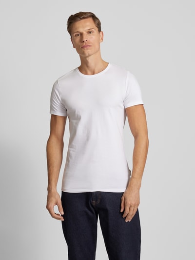 Casual Friday T-shirt met geribde ronde hals Wit - 4