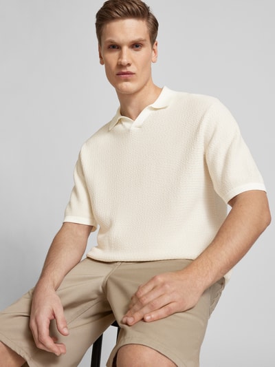 Jack & Jones Regular Fit Poloshirt mit Strukturmuster Modell 'MYKONOS' Beige 3