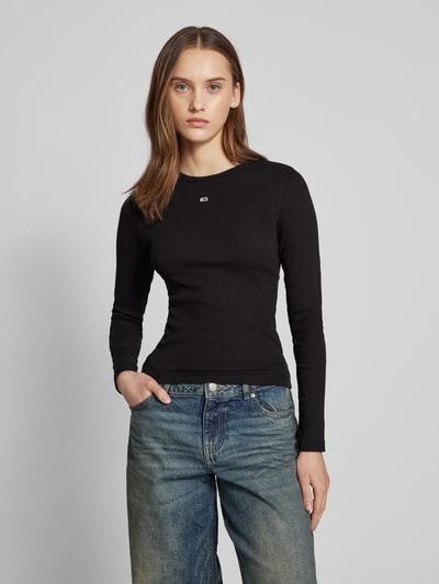 Tommy Jeans Slim Fit Longsleeve mit Logo-Stitching Black 4