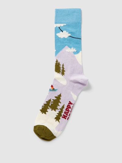 Happy Socks Socken mit Motiv-Print Modell 'Snowboard' Hellblau 1