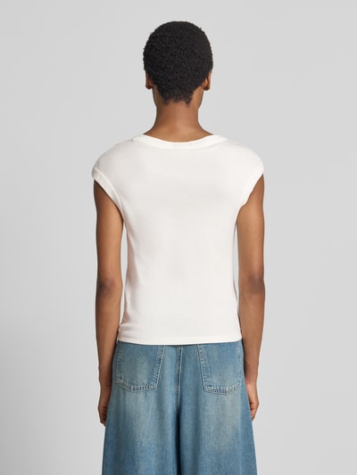 Closed skinny fit t-shirt van mix van katoen en modal Offwhite - 5