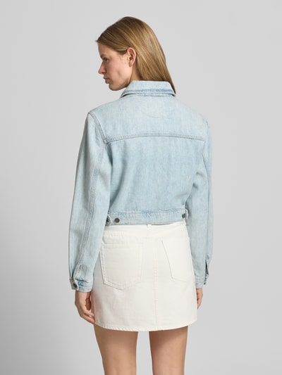 GUESS Jeans Cropped Jeansjacke mit Reißverschluss Hellblau 5