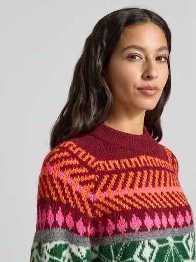 Essentiel Antwerp Loose Fit Strickpullover mit mehrfarbige Muster Modell 'IRELANDO' Pink 3