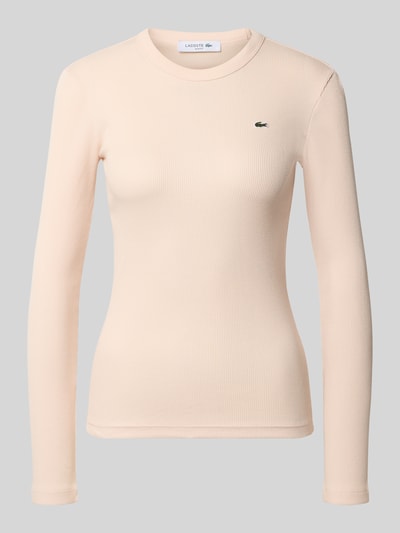 Lacoste Slim Fit Langarmshirt aus reiner Baumwolle Hellrosa 1