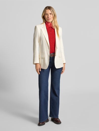 Lauren Ralph Lauren Gebreid shirt met kabelpatroon en polokraag, model 'NATRISSA' Rood - 1