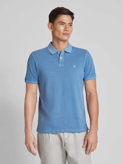 Marc O'Polo Poloshirt met labeldetail Rookblauw - 4