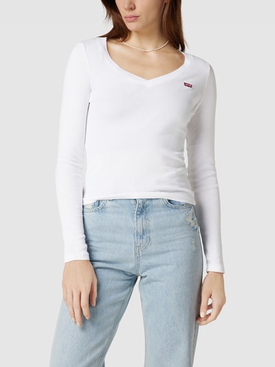 Levi's® Longsleeve mit Logo-Stitching Modell 'VNECK BABY TEE' Weiss 4