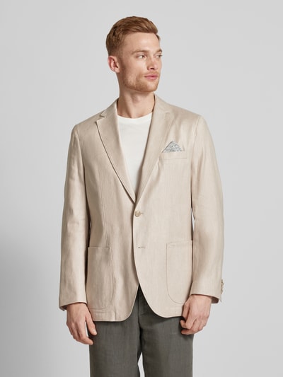 Christian Berg Men Leinensakko mit Brustleistentasche Beige 4