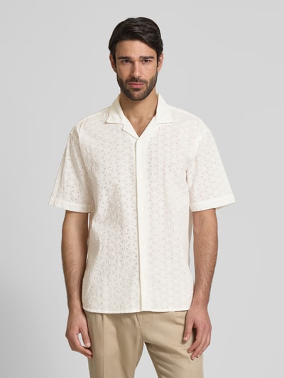 MCNEAL Regular fit vrijetijdsoverhemd met broderie anglaise Offwhite - 4