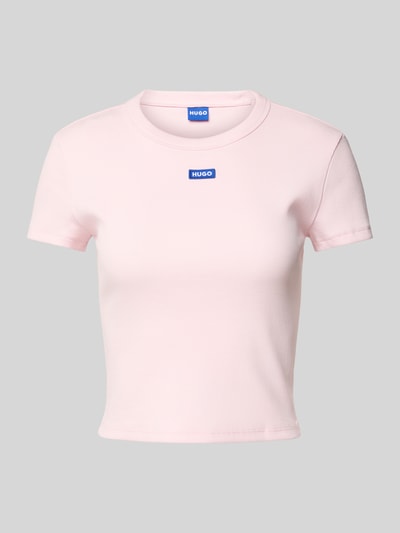 Hugo Blue Cropped T-Shirt mit Label-Stitching Rosa 2