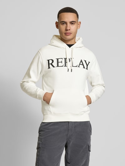 Replay Hoodie mit gerippten Abschlüssen Offwhite 4