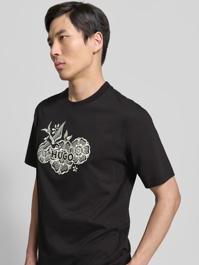 HUGO Regular Fit T-Shirt aus reiner Baumwolle Modell 'DANGEN' Black 3
