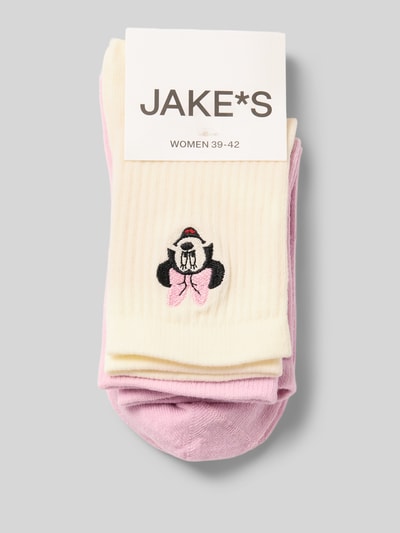 Jake*s Casual Skarpety z wyhaftowanym motywem w zestawie 2 szt. Złamany biały 3