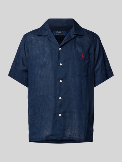 Polo Ralph Lauren Custom Fit Leinenhemd mit Resortkragen Marine 1