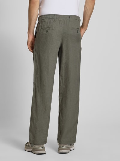 JACK & JONES Leinenhose mit elastischem Bund Modell 'KARL LAWRENCE' Oliv 5