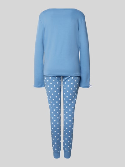 LOUIS & LOUISA Regular fit pyjama met sierstrik, model 'Meine Wohlfühlzeit' Blauw - 3
