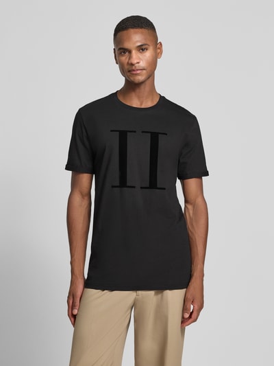Les Deux T-shirt met labelprint, model 'Encore' Zwart - 4