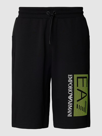 EA7 Emporio Armani Szorty z dzianiny dresowej z nadrukiem z logo Czarny 2