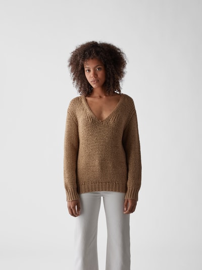 Forte Forte Pullover mit U-Ausschnitt Camel 4