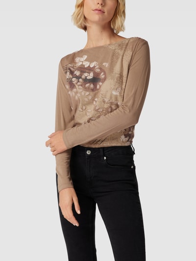 Taifun Longsleeve mit Allover-Print Taupe 4